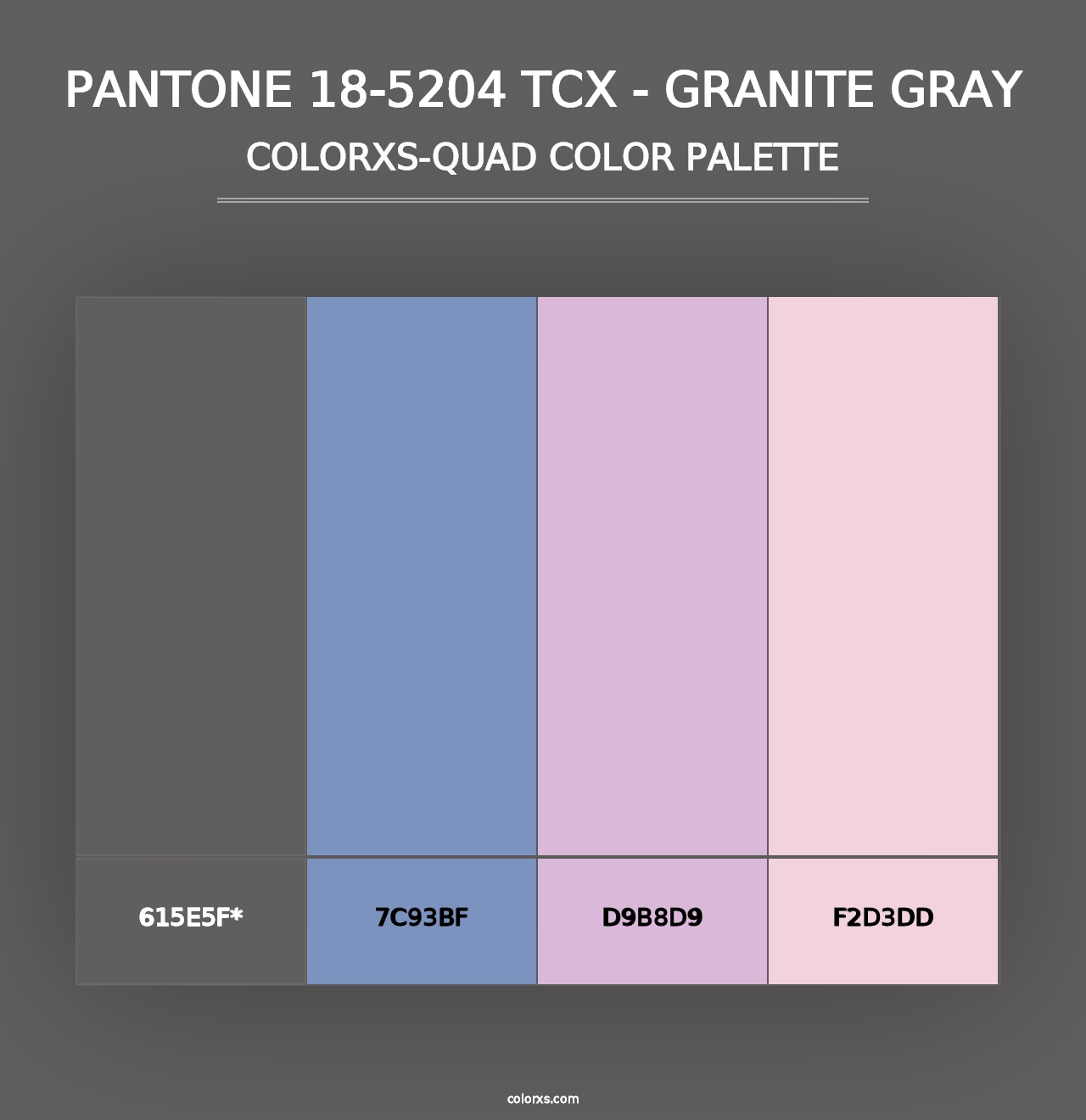 PANTONE 18-5204 TCX - Granite Gray - Colorxs Quad Palette