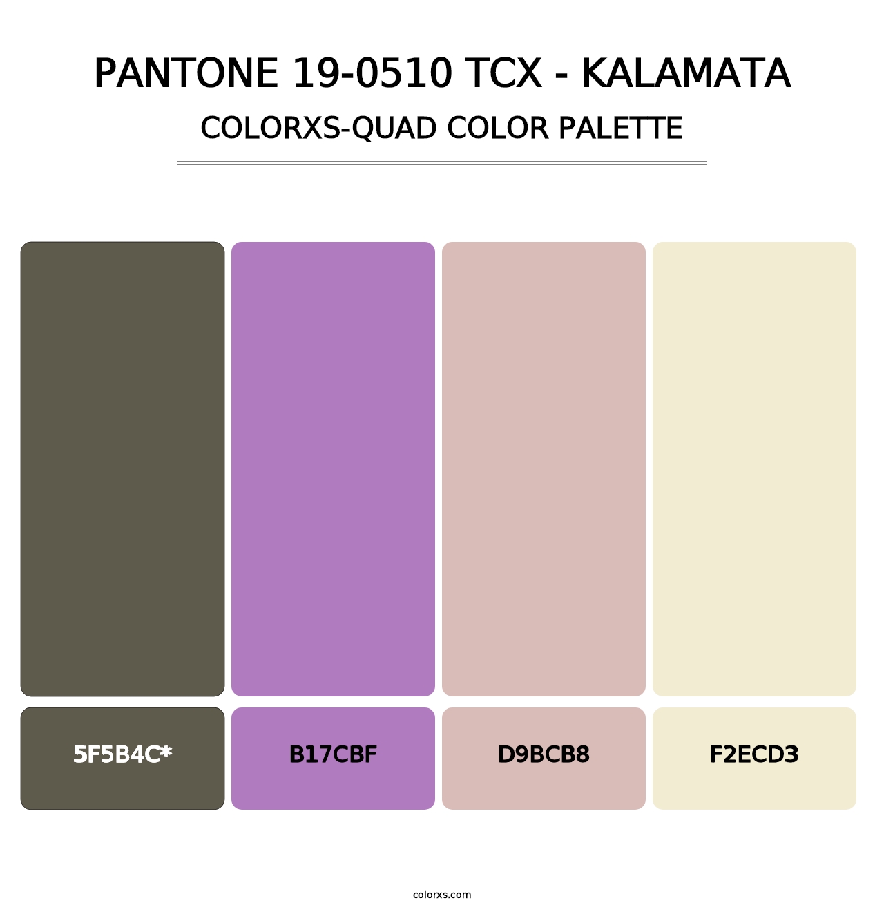 PANTONE 19-0510 TCX - Kalamata - Colorxs Quad Palette