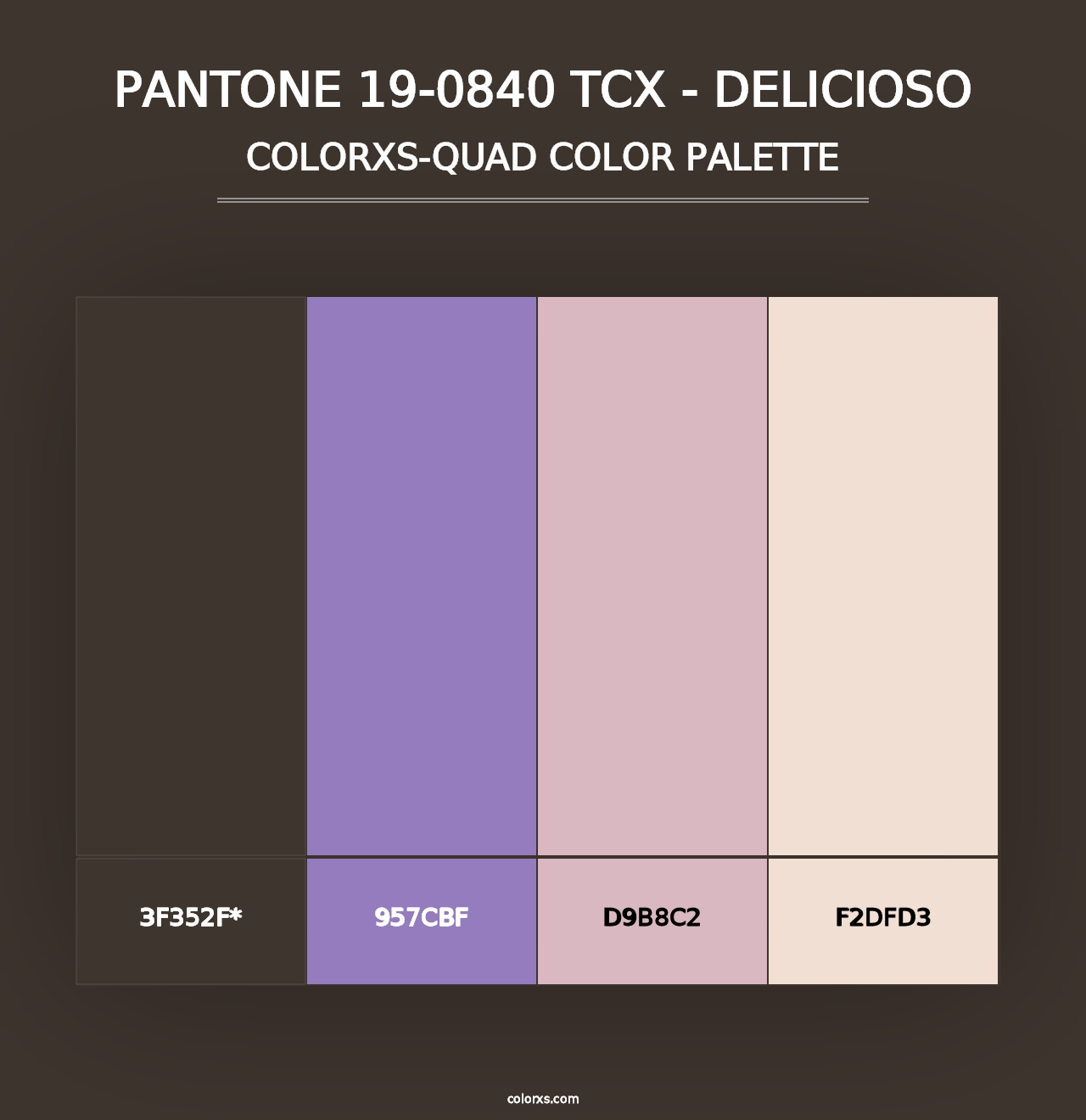 PANTONE 19-0840 TCX - Delicioso - Colorxs Quad Palette