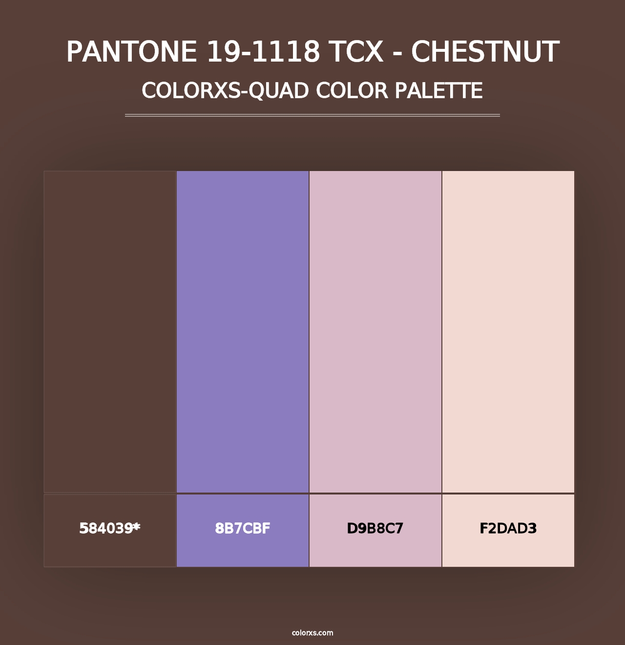 PANTONE 19-1118 TCX - Chestnut - Colorxs Quad Palette