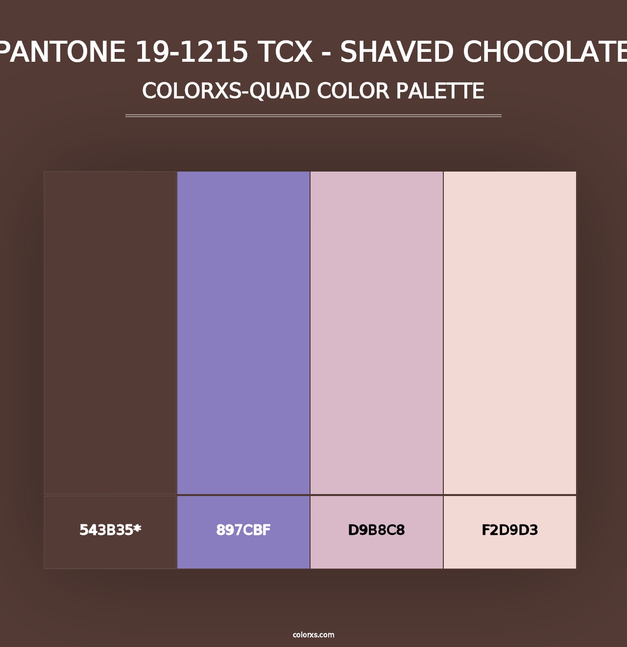 PANTONE 19-1215 TCX - Shaved Chocolate - Colorxs Quad Palette