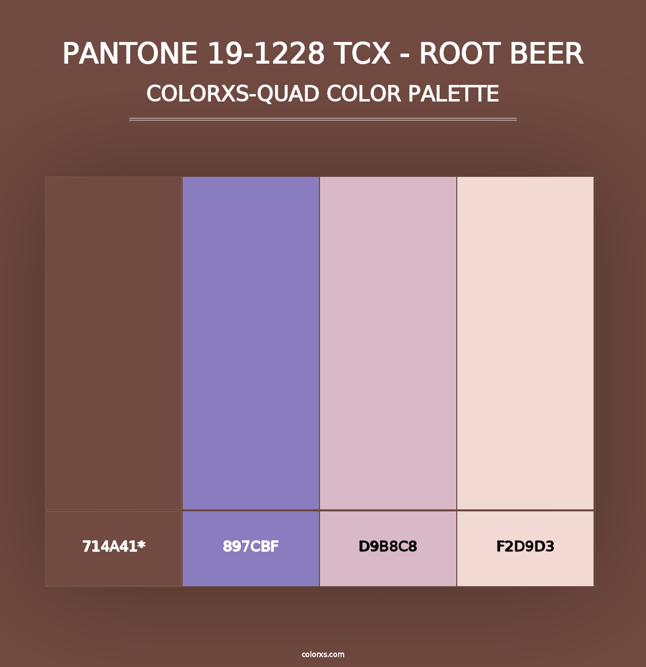 PANTONE 19-1228 TCX - Root Beer - Colorxs Quad Palette