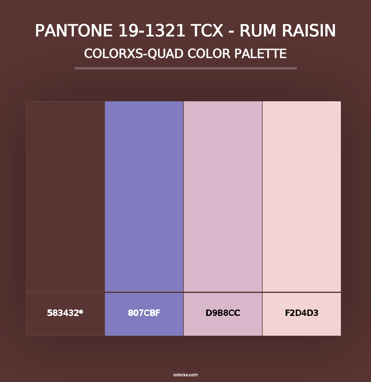 PANTONE 19-1321 TCX - Rum Raisin - Colorxs Quad Palette