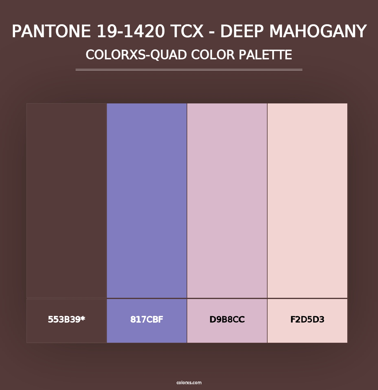 PANTONE 19-1420 TCX - Deep Mahogany - Colorxs Quad Palette