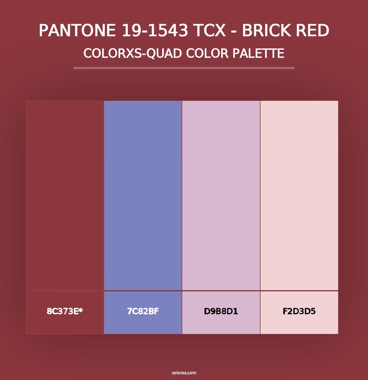 PANTONE 19-1543 TCX - Brick Red - Colorxs Quad Palette