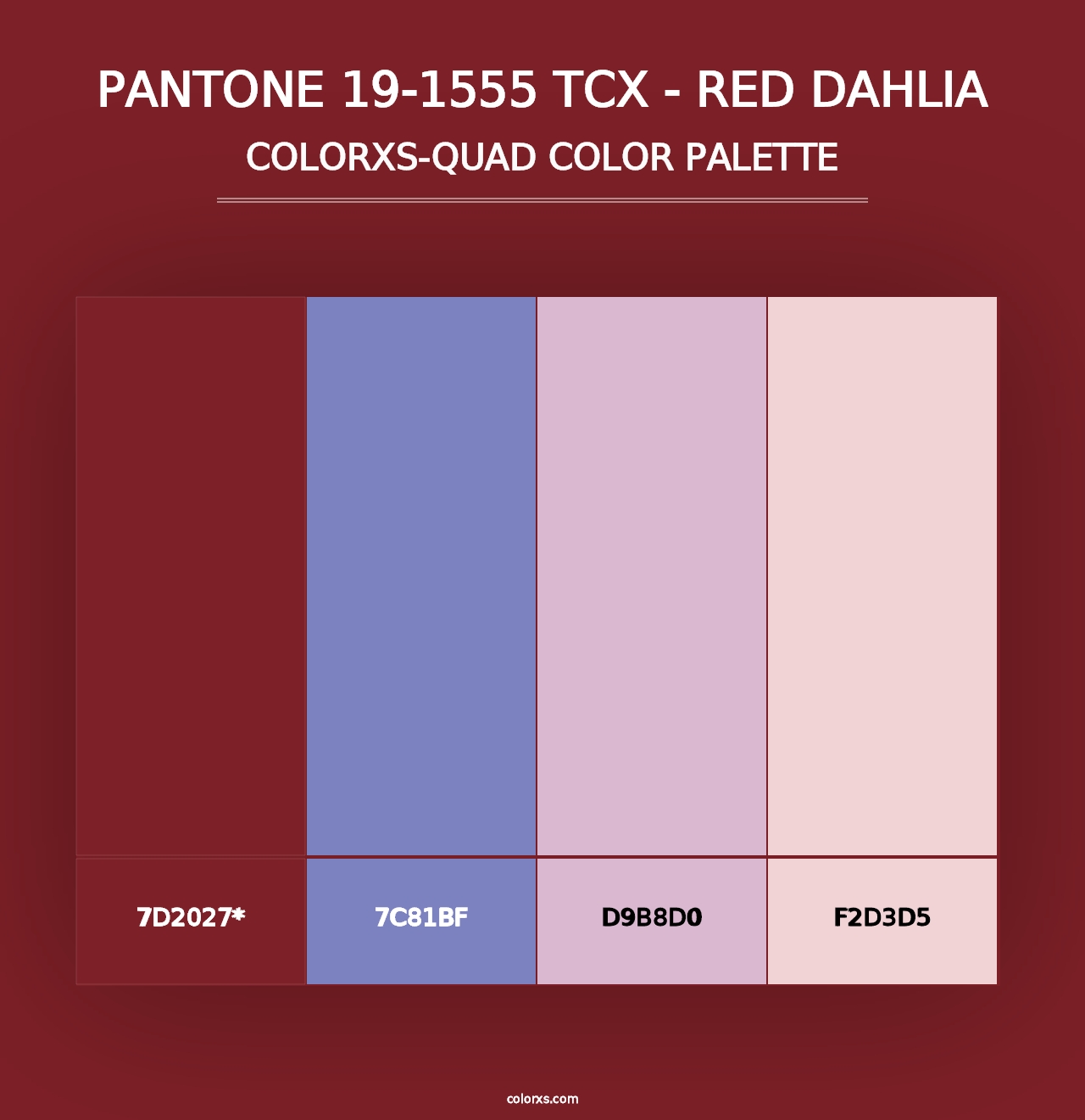 PANTONE 19-1555 TCX - Red Dahlia - Colorxs Quad Palette