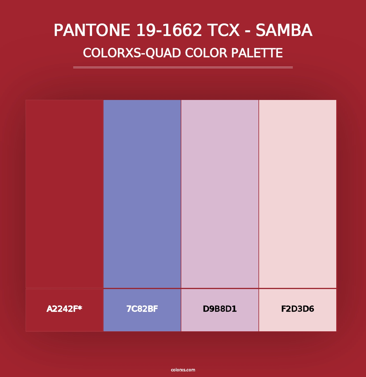 PANTONE 19-1662 TCX - Samba - Colorxs Quad Palette