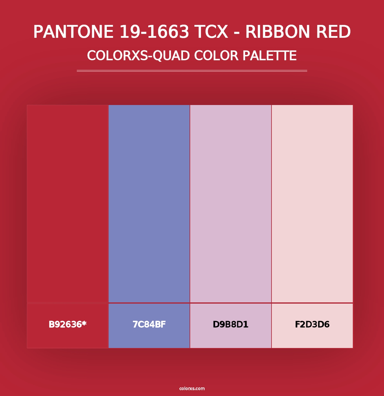 PANTONE 19-1663 TCX - Ribbon Red - Colorxs Quad Palette