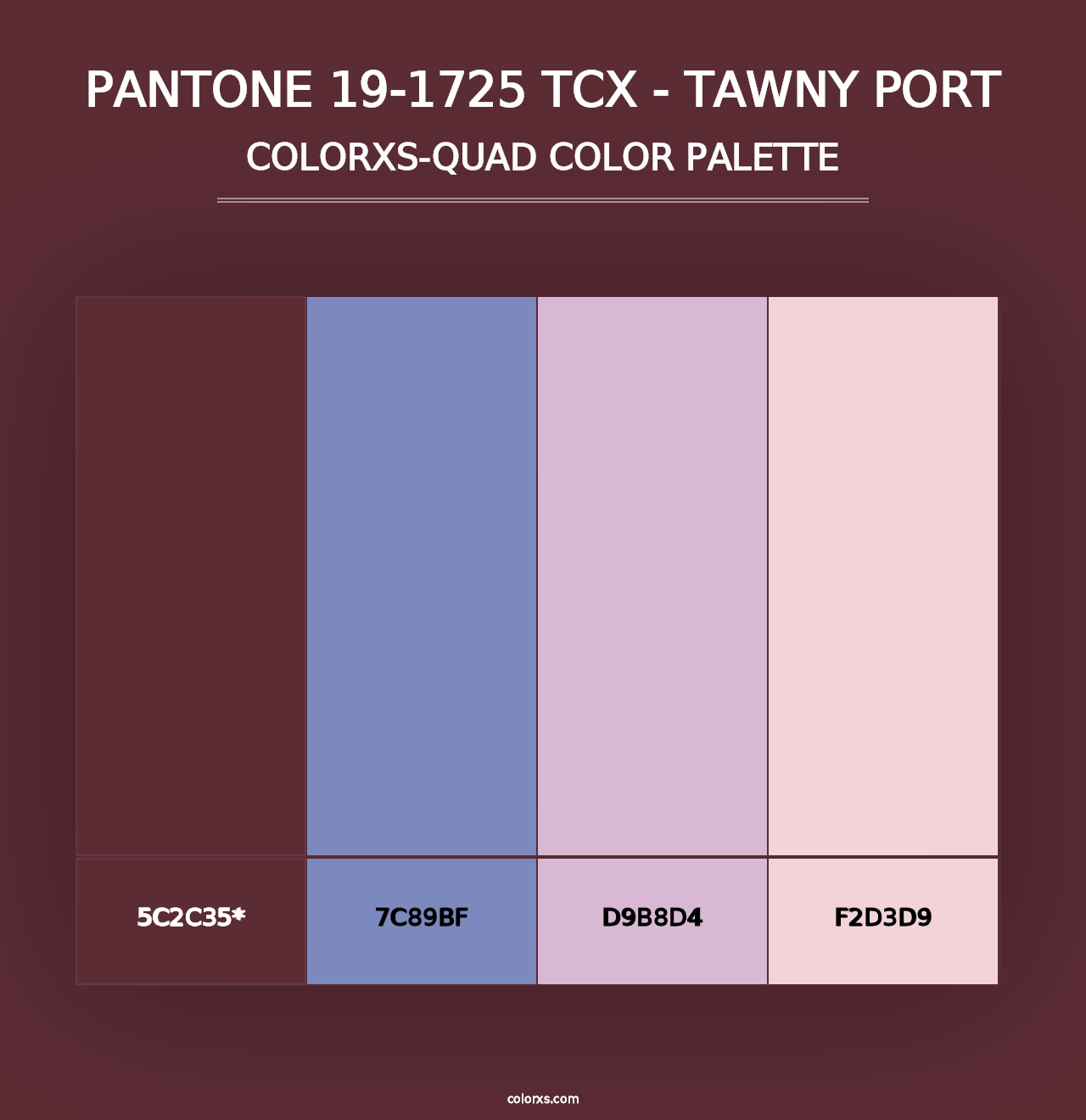 PANTONE 19-1725 TCX - Tawny Port - Colorxs Quad Palette