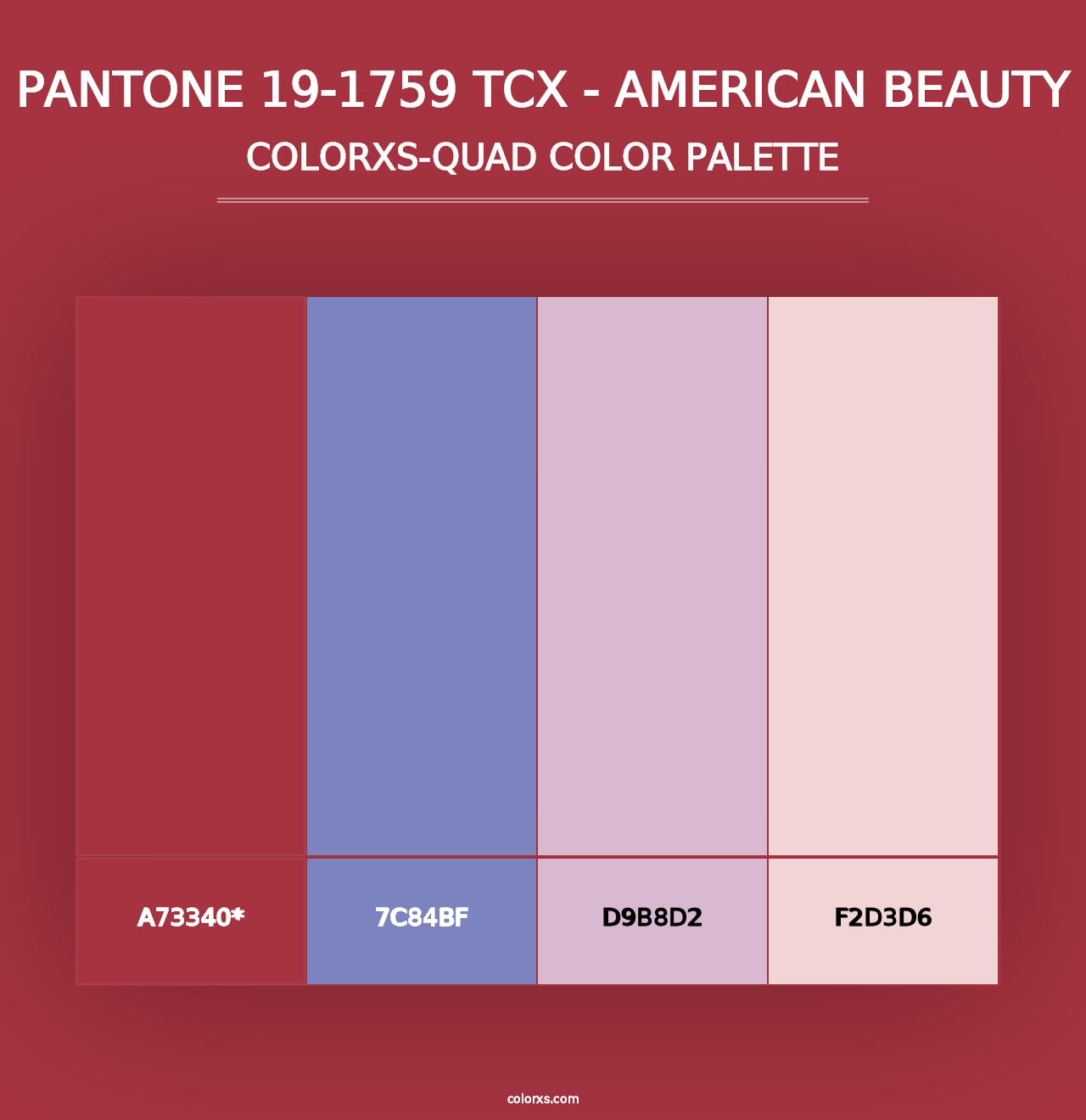 PANTONE 19-1759 TCX - American Beauty - Colorxs Quad Palette