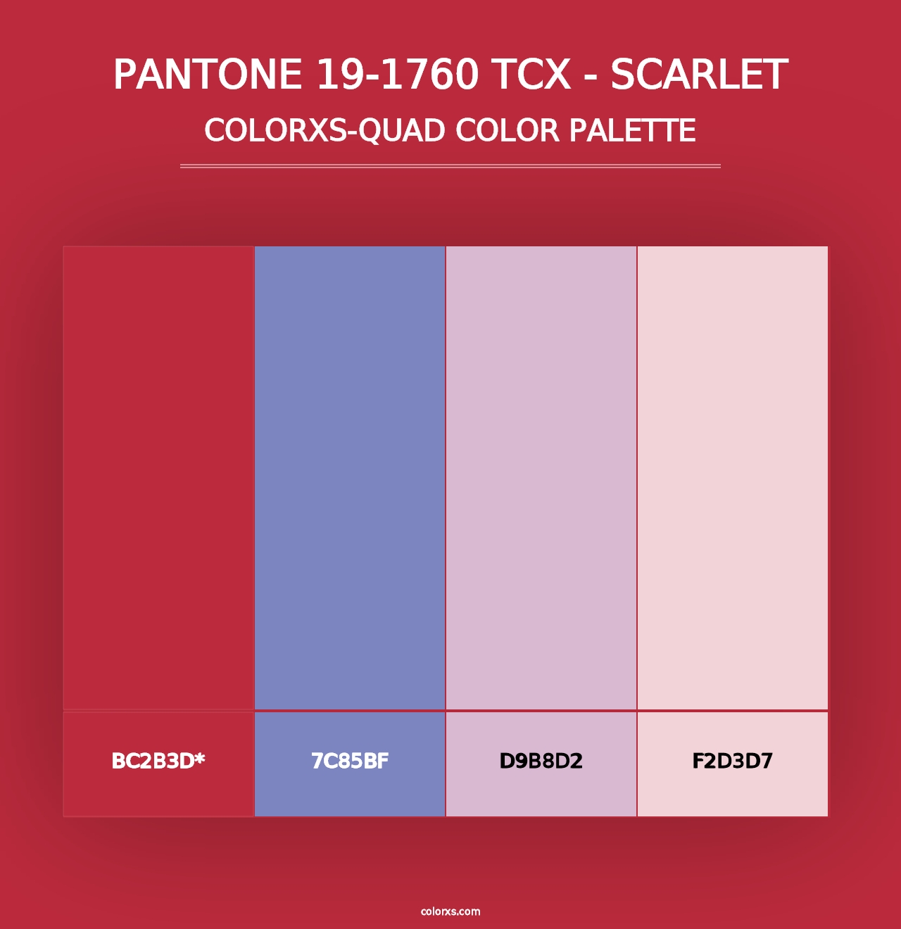 PANTONE 19-1760 TCX - Scarlet - Colorxs Quad Palette