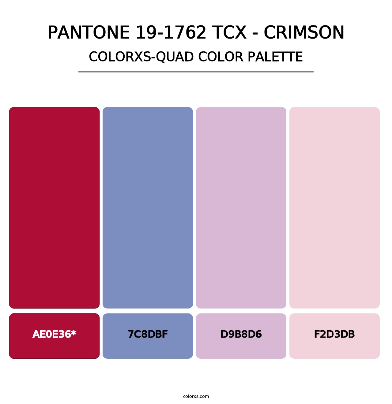 PANTONE 19-1762 TCX - Crimson - Colorxs Quad Palette