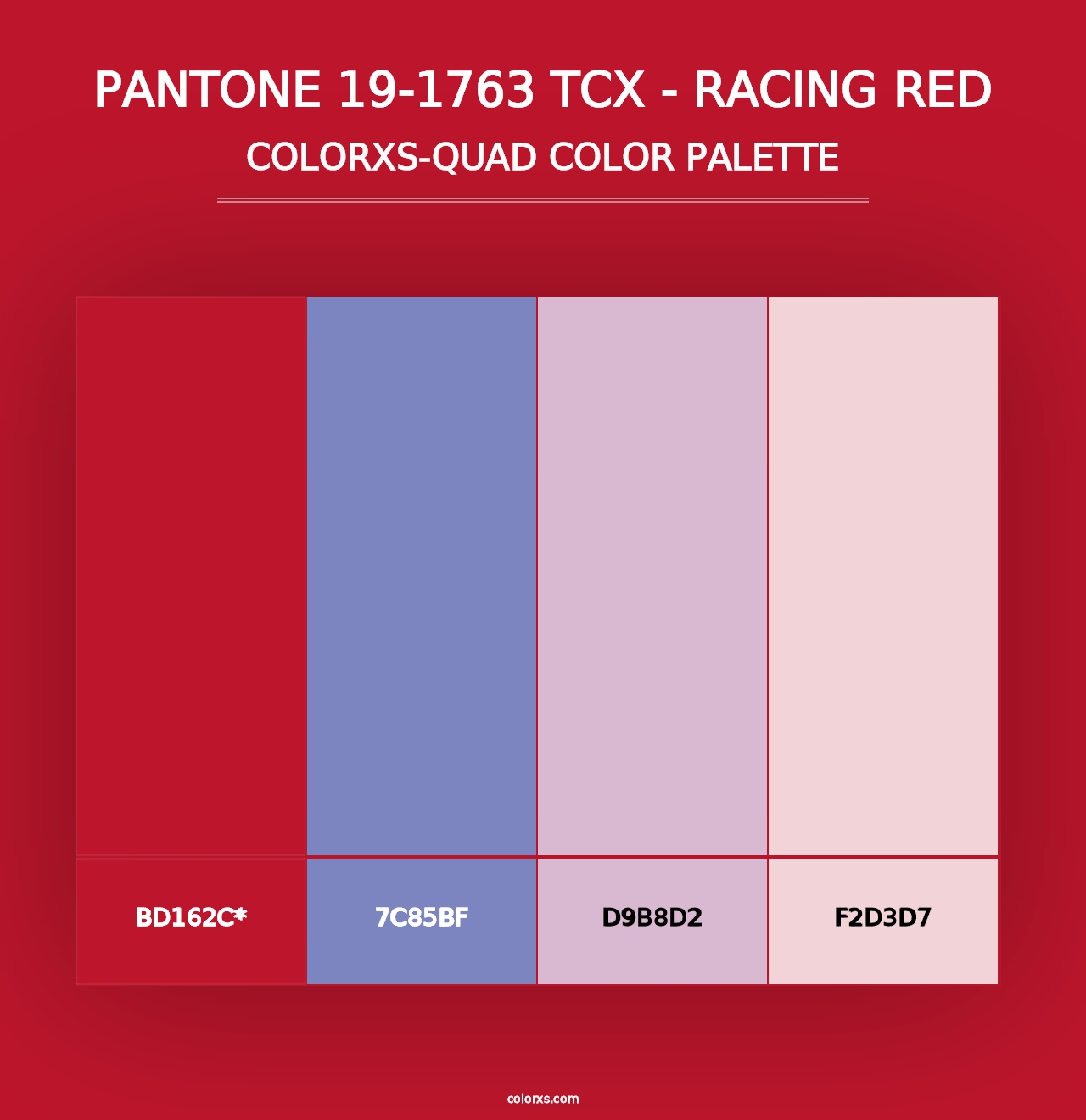 PANTONE 19-1763 TCX - Racing Red - Colorxs Quad Palette