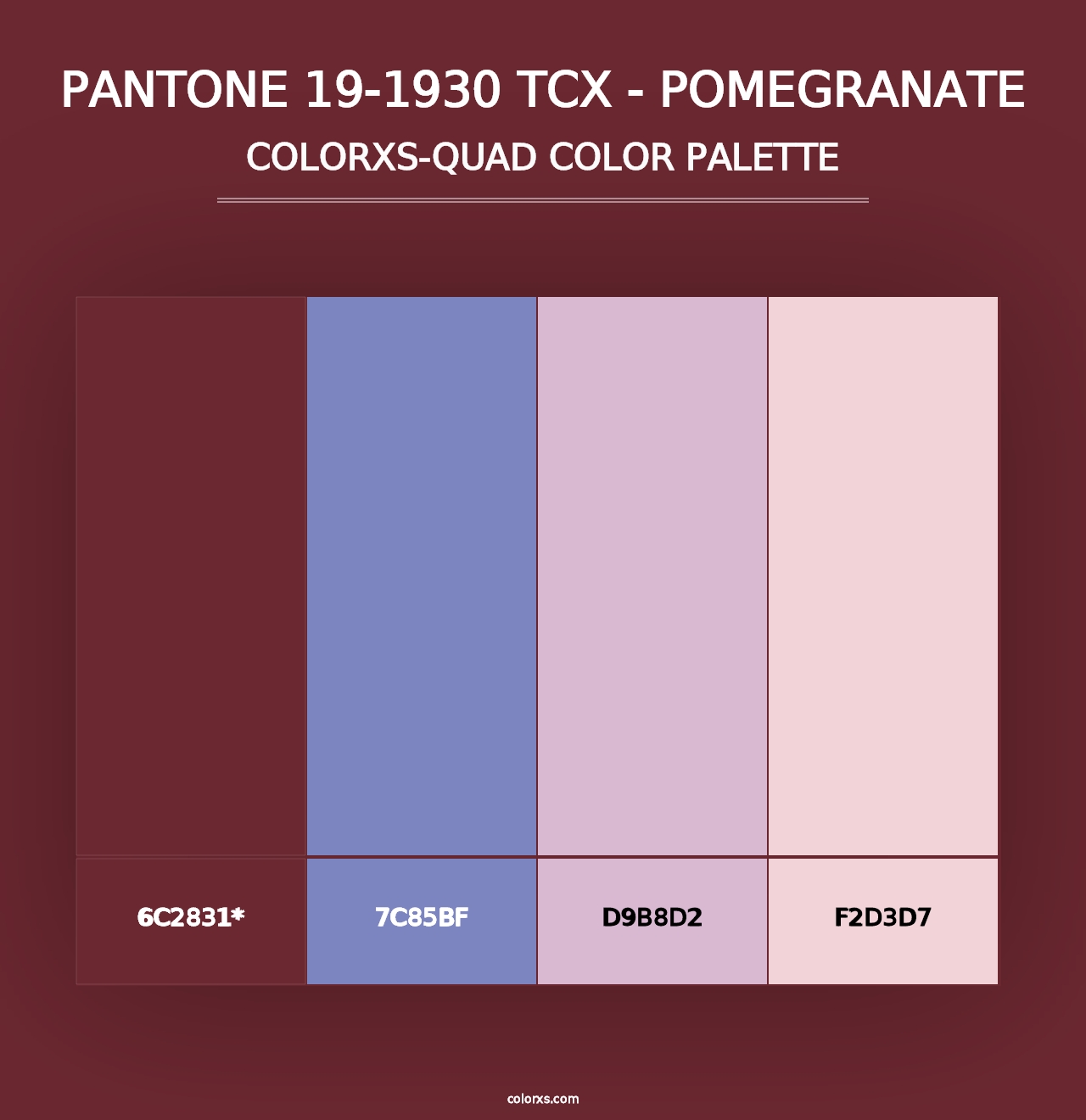 PANTONE 19-1930 TCX - Pomegranate - Colorxs Quad Palette