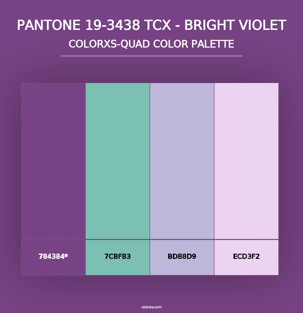 PANTONE 19-3438 TCX - Bright Violet - Colorxs Quad Palette