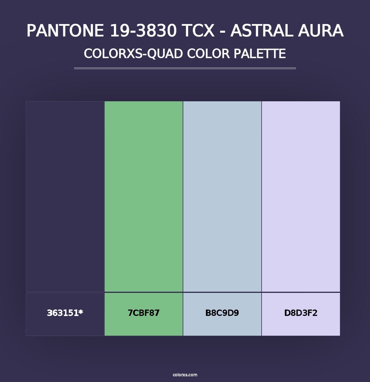 PANTONE 19-3830 TCX - Astral Aura - Colorxs Quad Palette