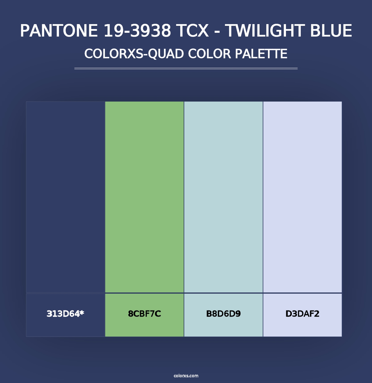 PANTONE 19-3938 TCX - Twilight Blue - Colorxs Quad Palette