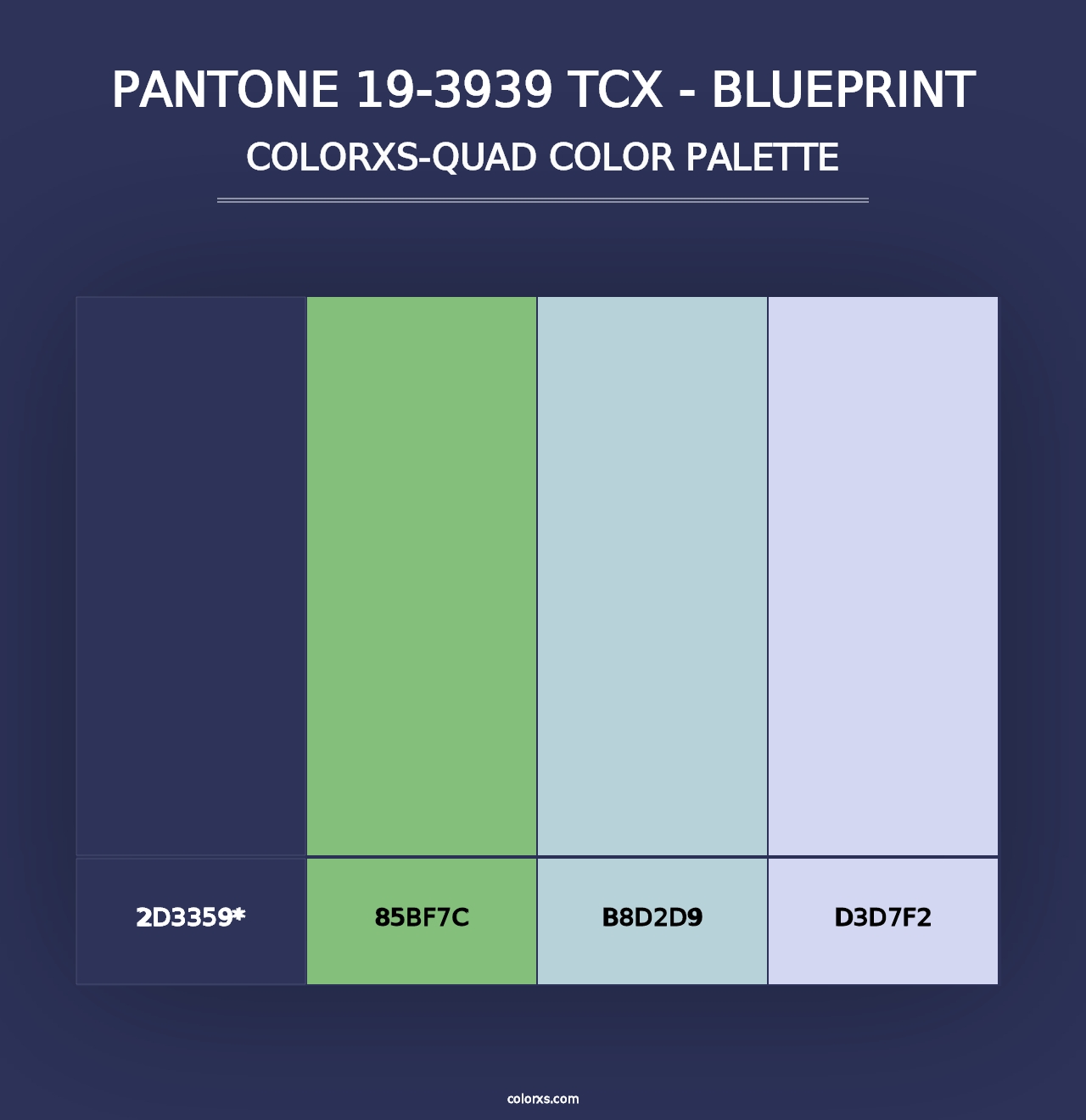 PANTONE 19-3939 TCX - Blueprint - Colorxs Quad Palette