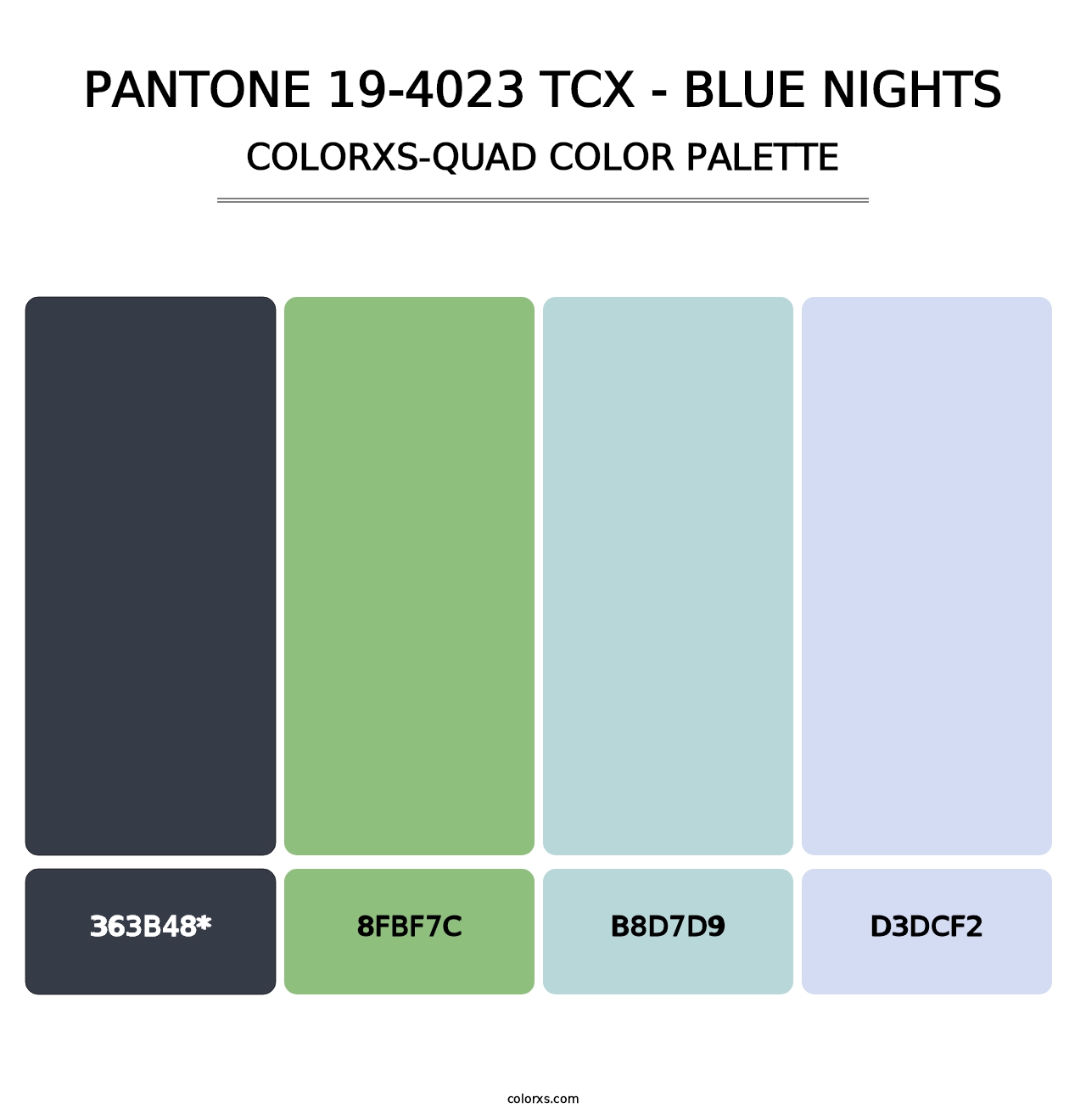 PANTONE 19-4023 TCX - Blue Nights - Colorxs Quad Palette