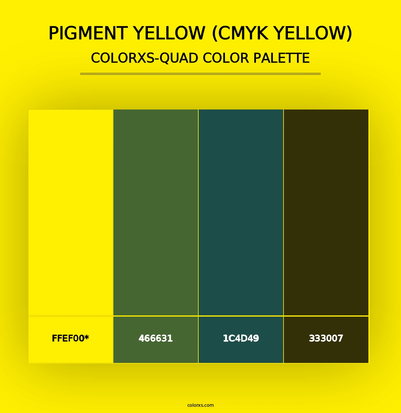 Pigment Yellow (CMYK Yellow) - Colorxs Quad Palette