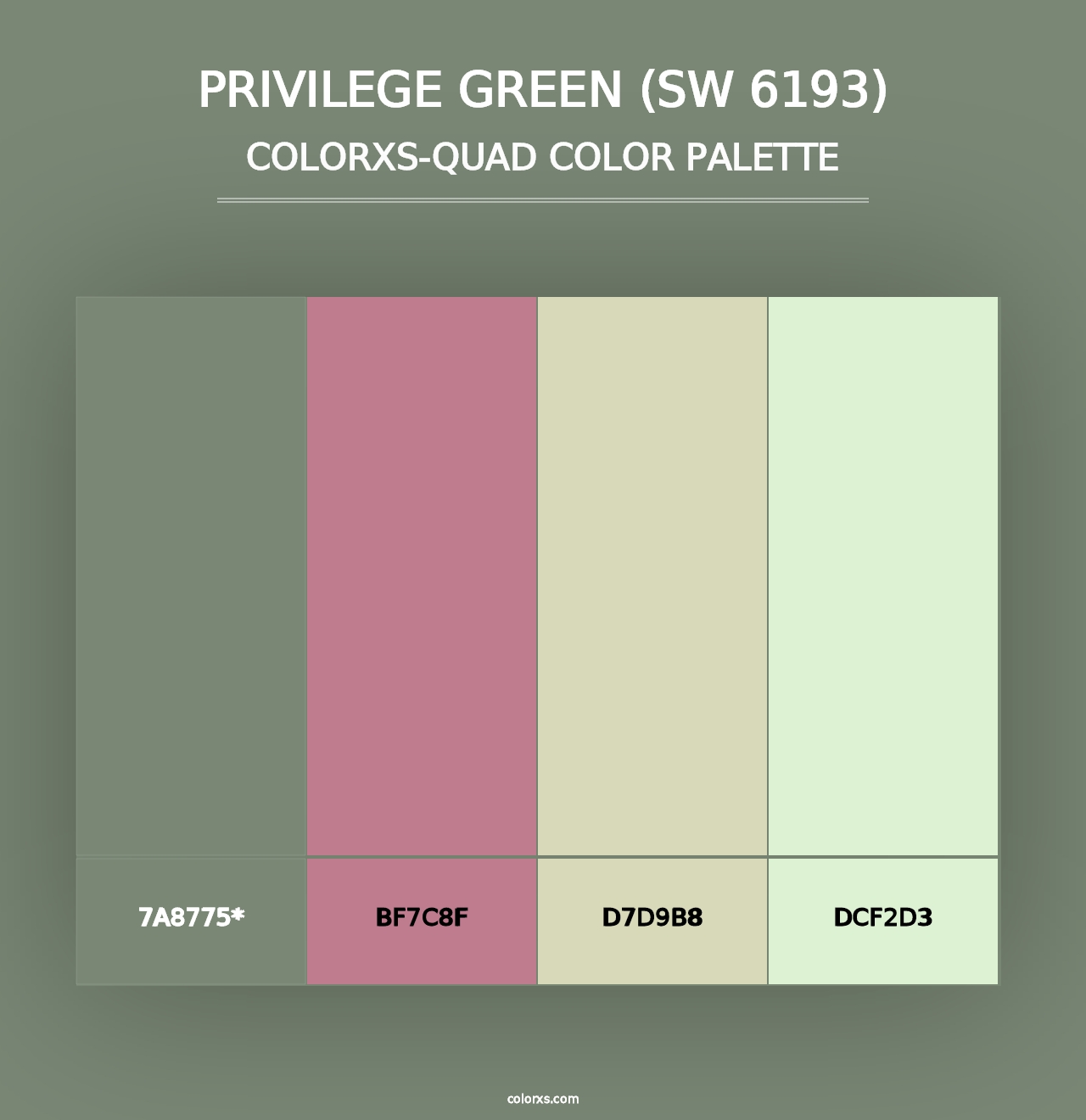 Privilege Green (SW 6193) - Colorxs Quad Palette