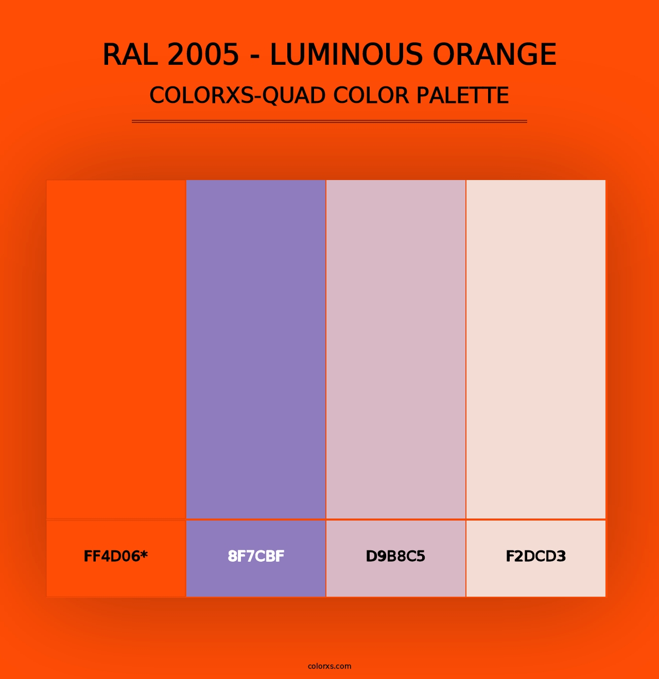 RAL 2005 - Luminous Orange - Colorxs Quad Palette