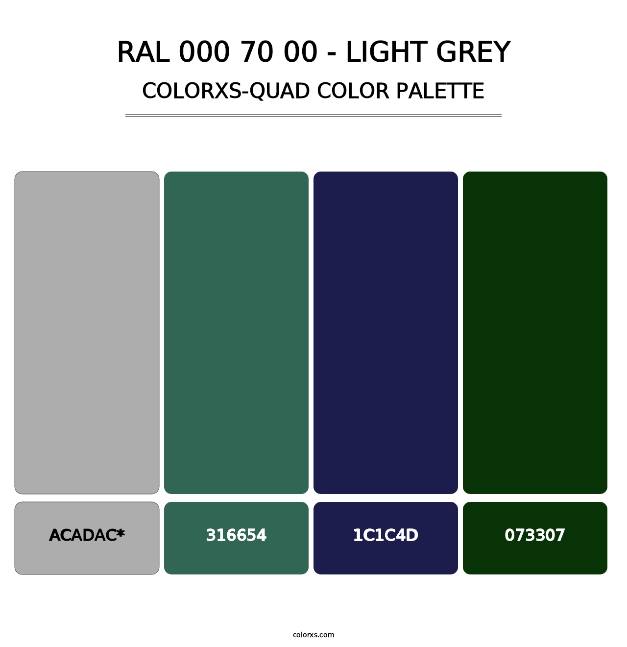 RAL 000 70 00 - Light Grey - Colorxs Quad Palette