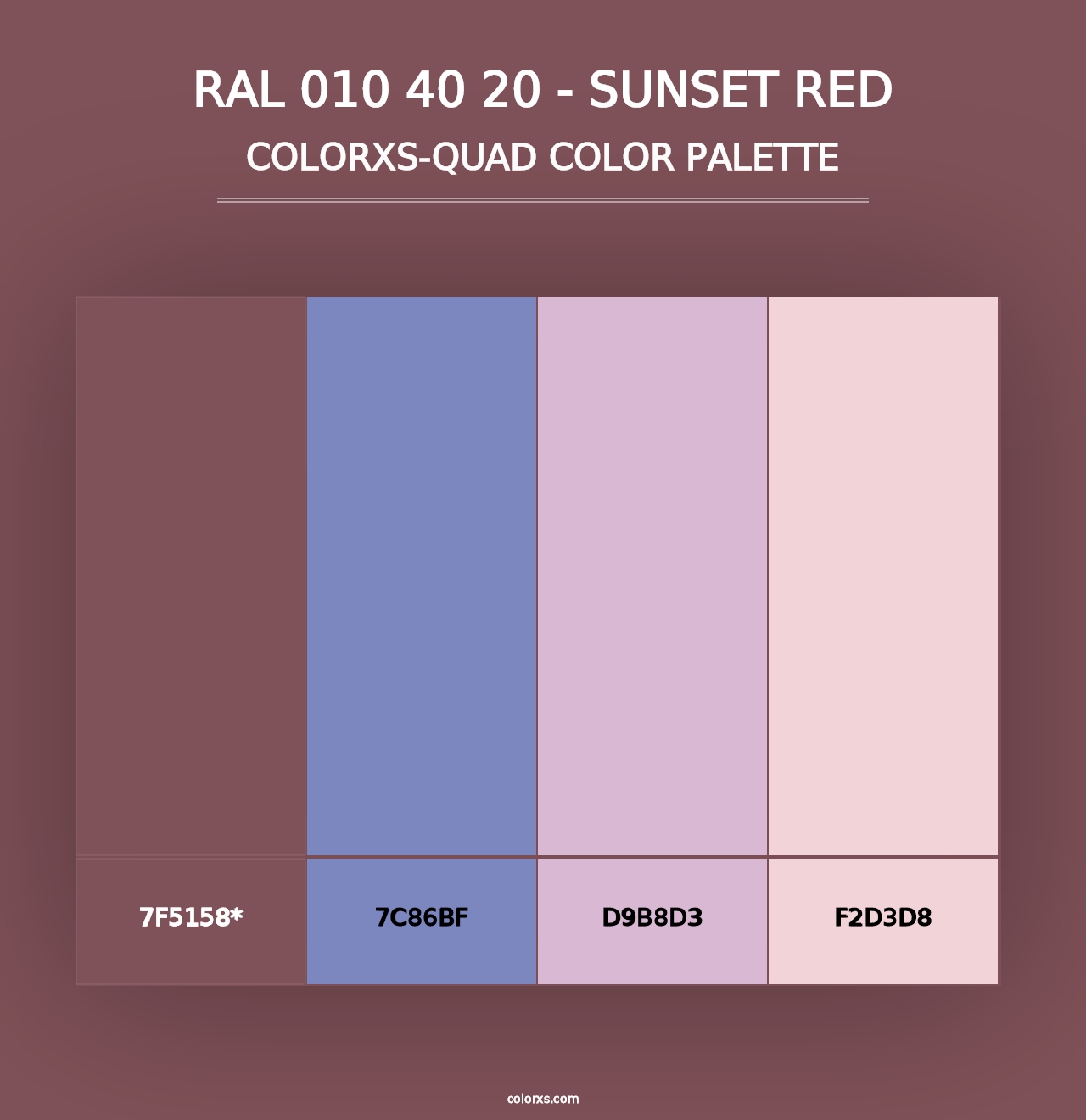 RAL 010 40 20 - Sunset Red - Colorxs Quad Palette