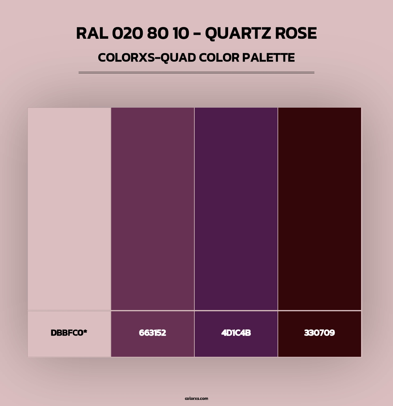 RAL 020 80 10 - Quartz Rose - Colorxs Quad Palette