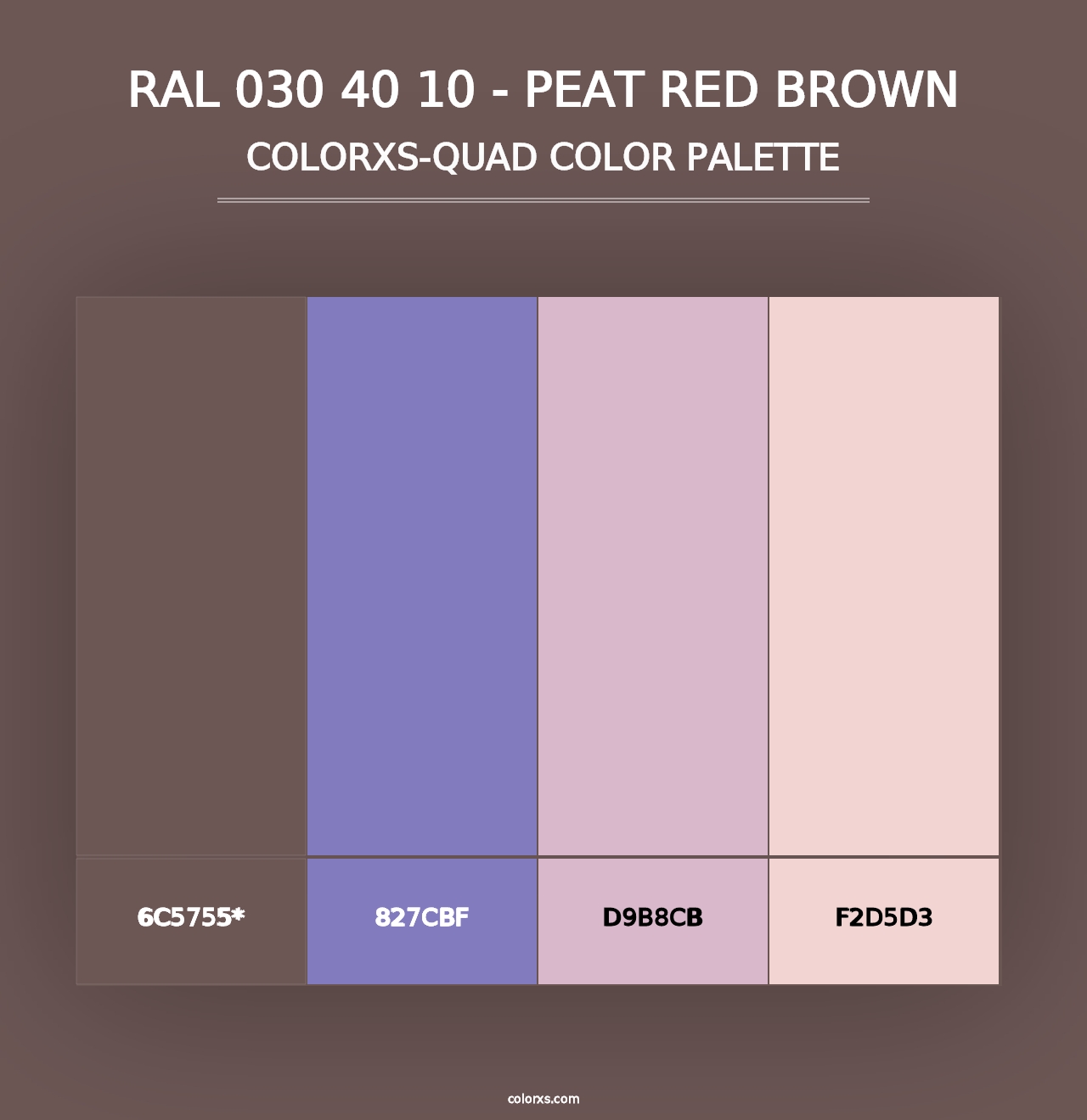 RAL 030 40 10 - Peat Red Brown - Colorxs Quad Palette