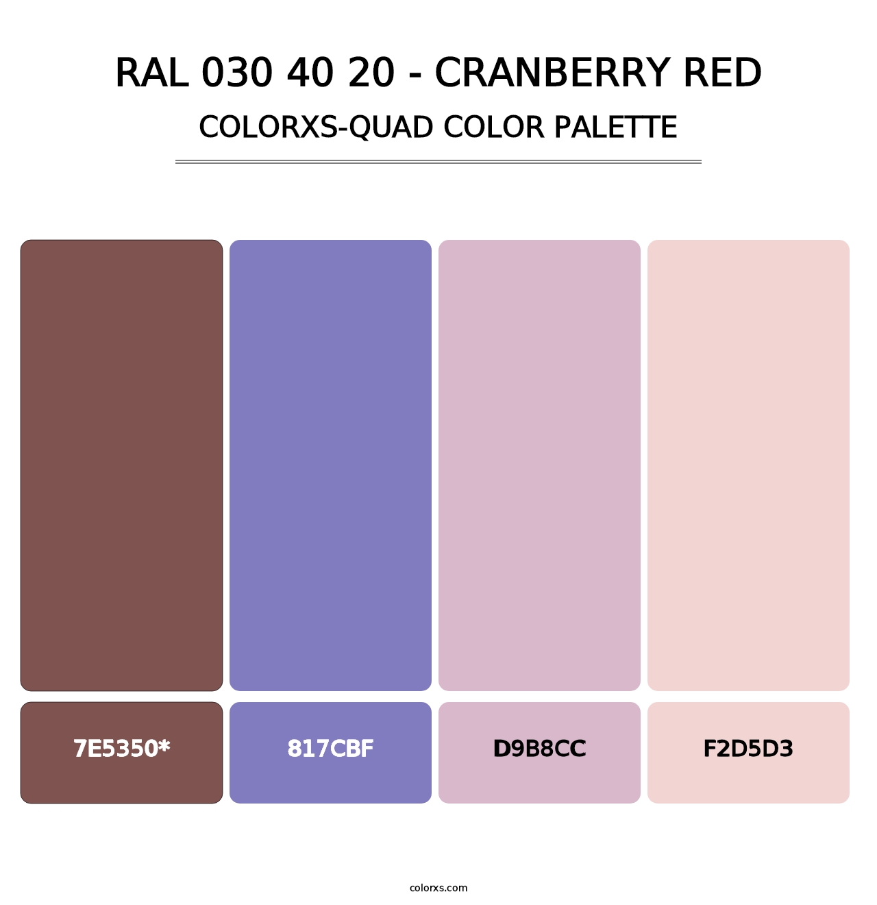 RAL 030 40 20 - Cranberry Red - Colorxs Quad Palette