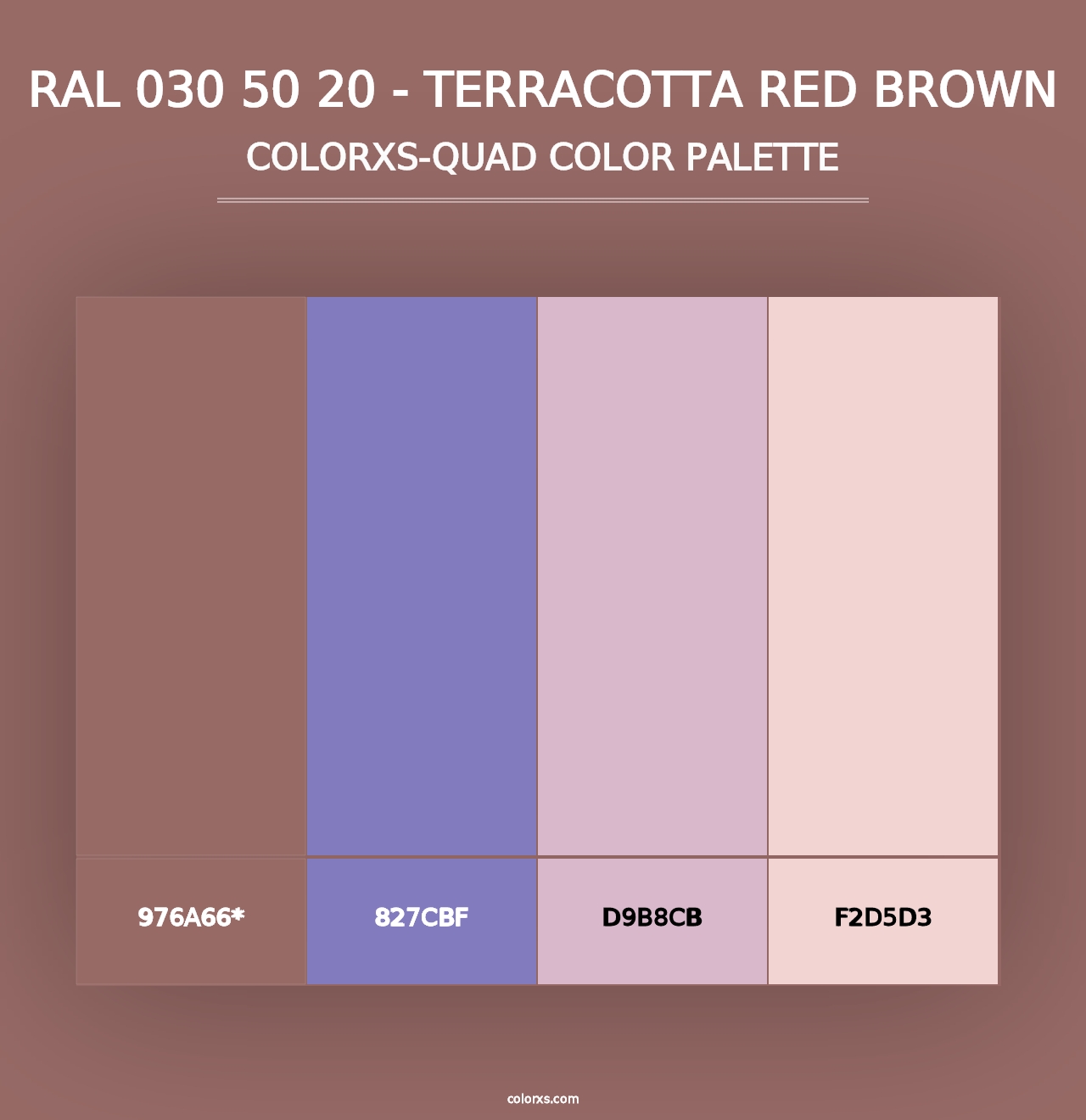 RAL 030 50 20 - Terracotta Red Brown - Colorxs Quad Palette