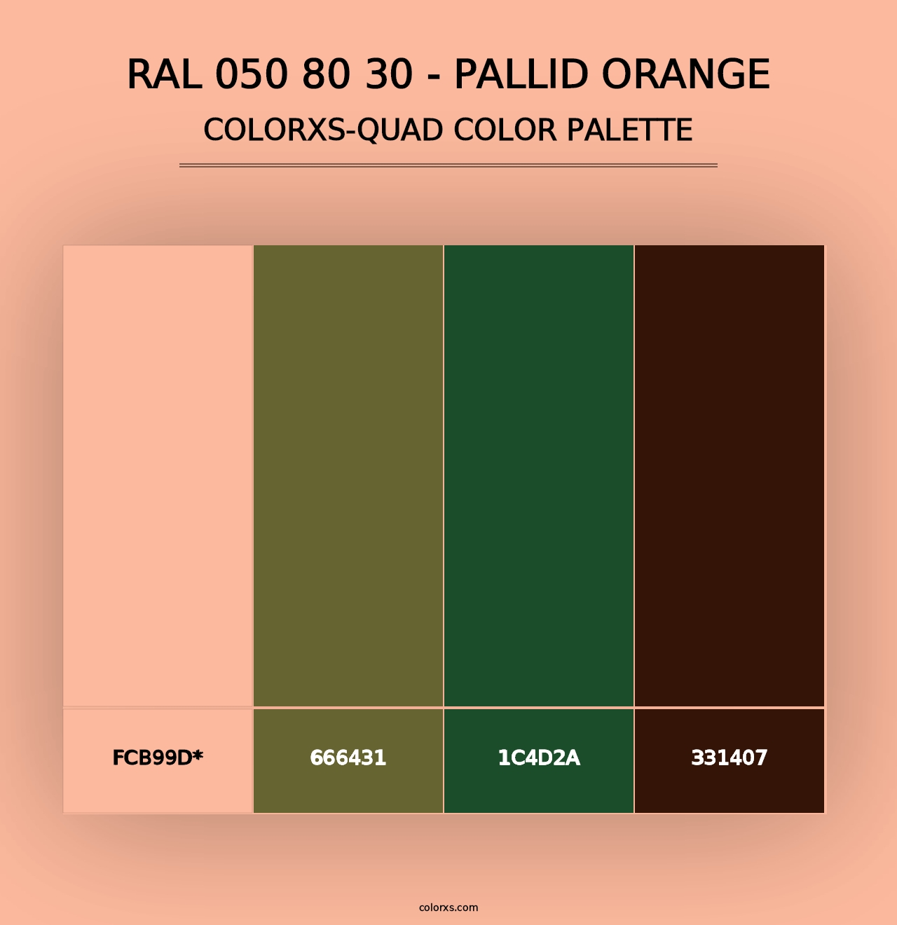 RAL 050 80 30 - Pallid Orange - Colorxs Quad Palette