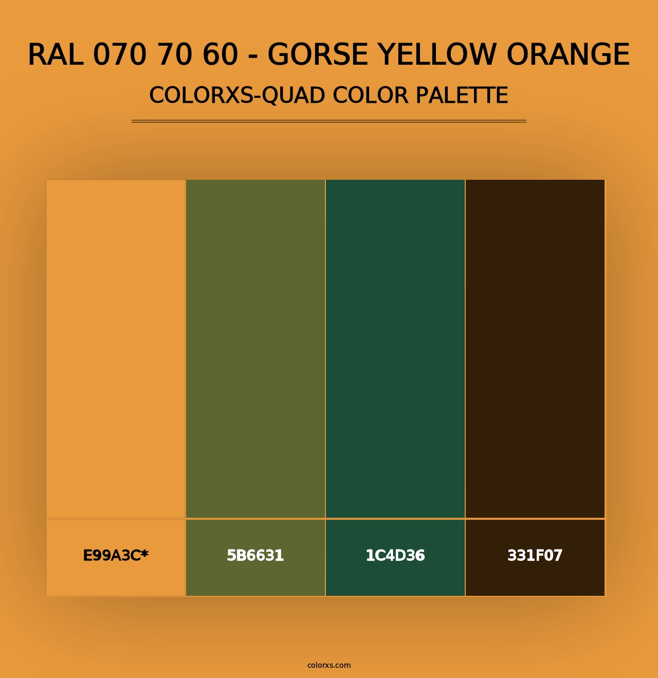 RAL 070 70 60 - Gorse Yellow Orange - Colorxs Quad Palette