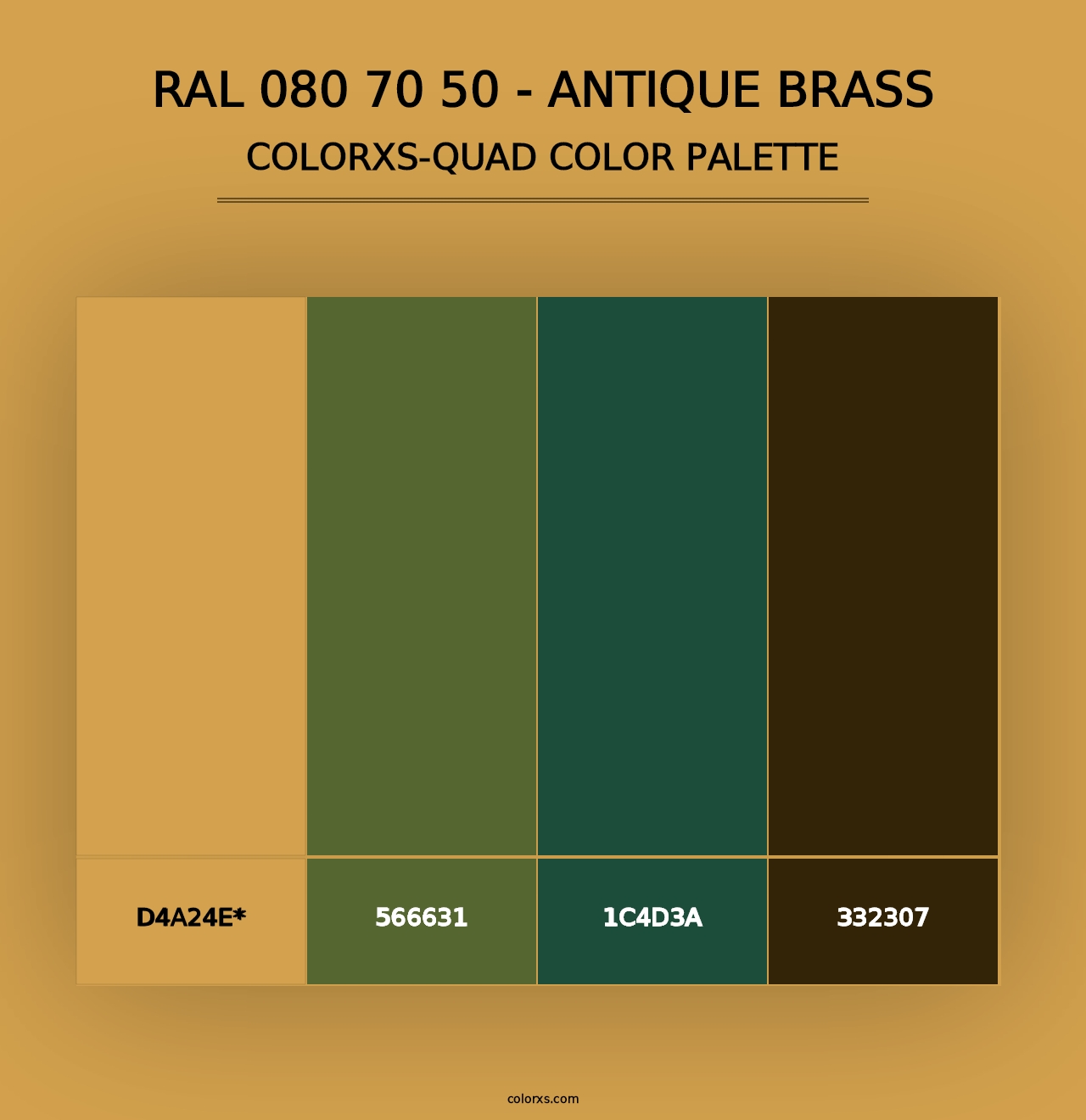 RAL 080 70 50 - Antique Brass - Colorxs Quad Palette