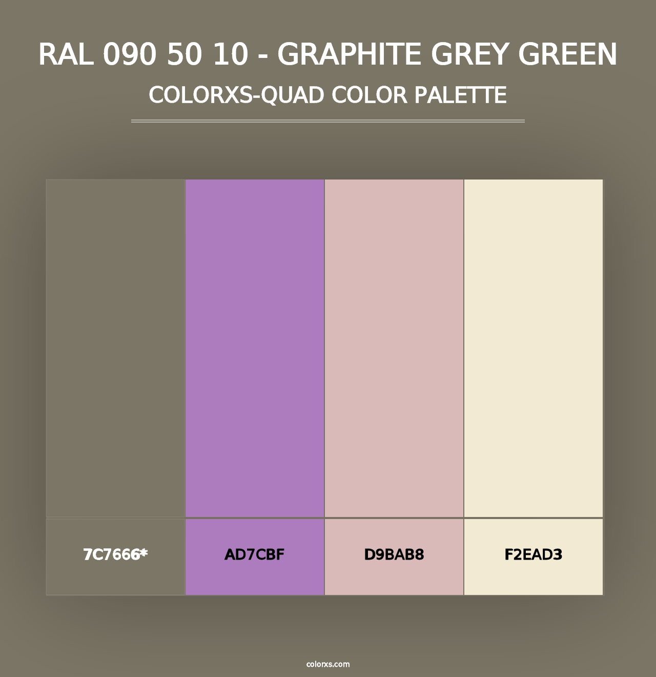 RAL 090 50 10 - Graphite Grey Green - Colorxs Quad Palette