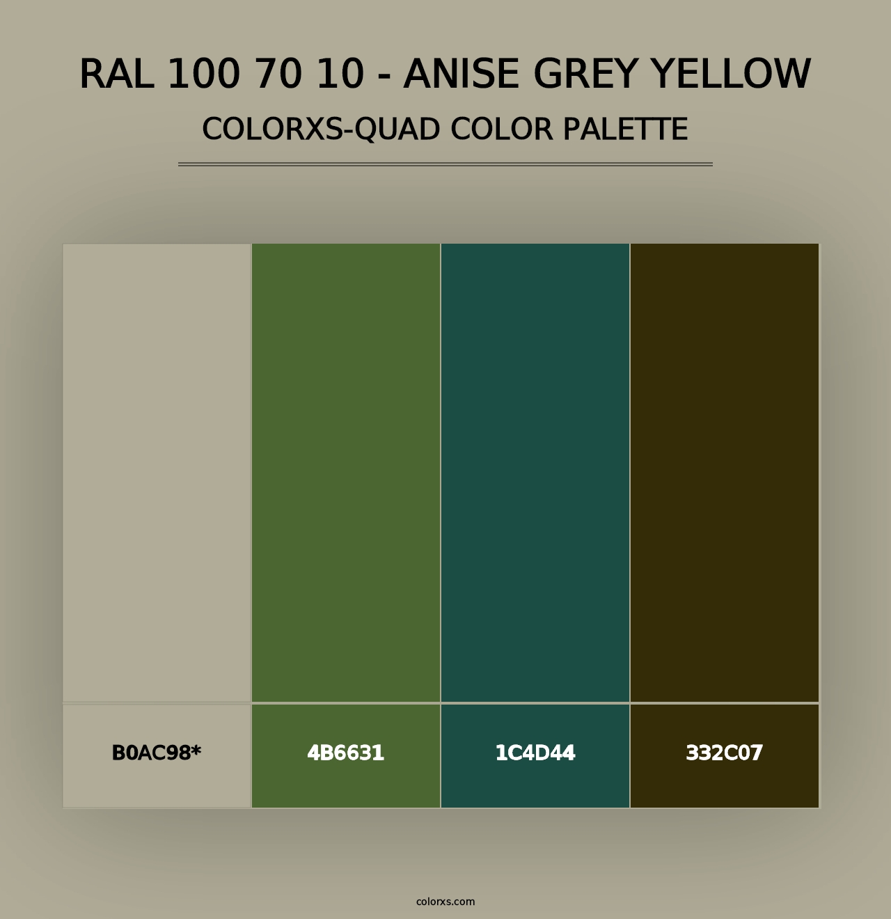 RAL 100 70 10 - Anise Grey Yellow - Colorxs Quad Palette