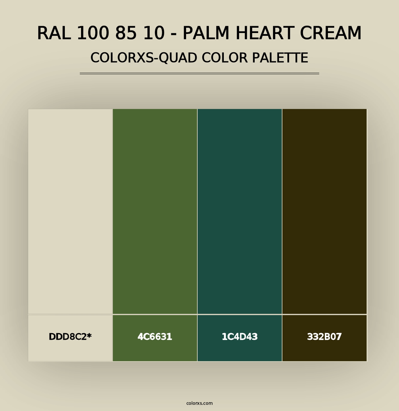 RAL 100 85 10 - Palm Heart Cream - Colorxs Quad Palette