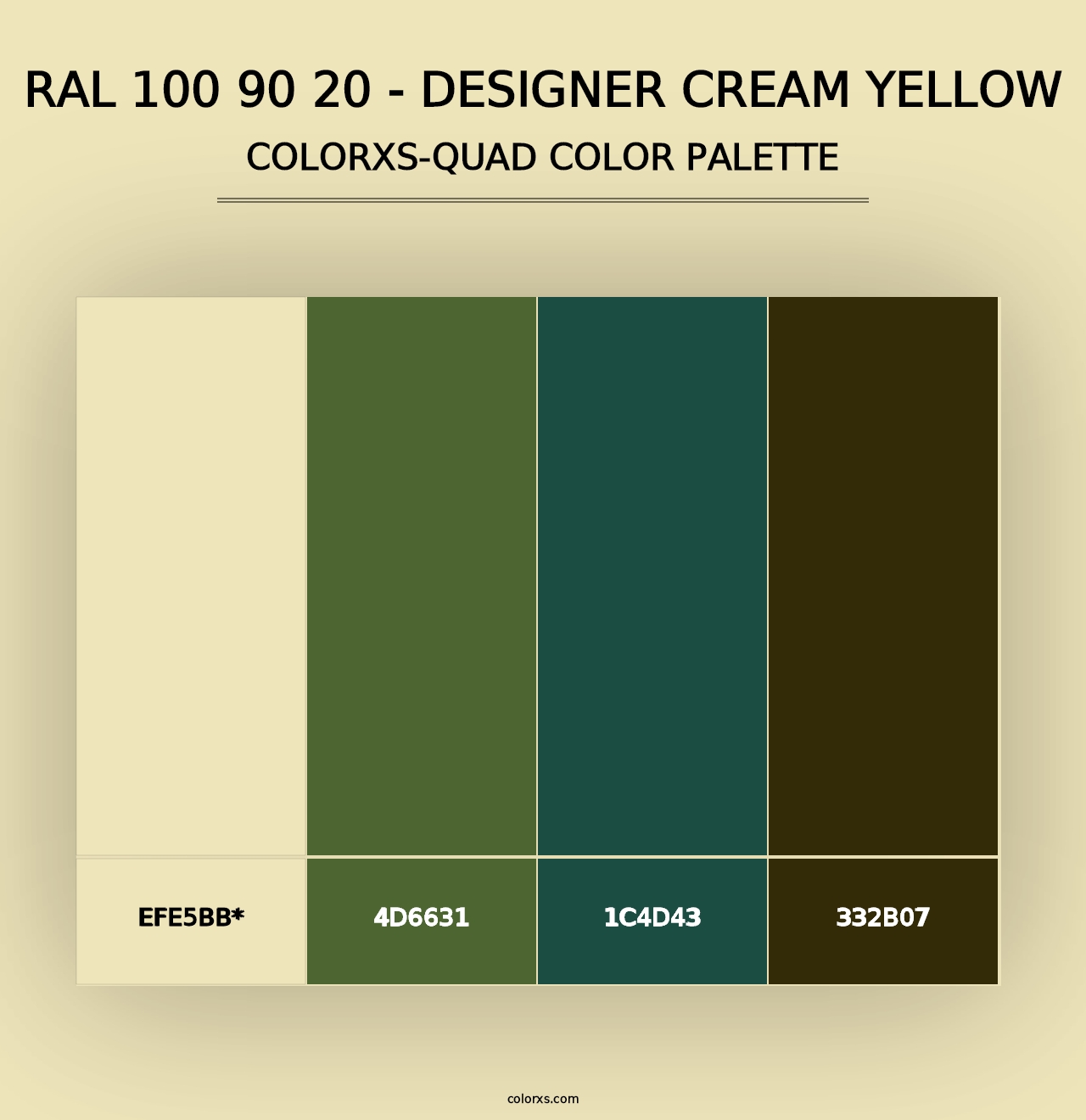 RAL 100 90 20 - Designer Cream Yellow - Colorxs Quad Palette