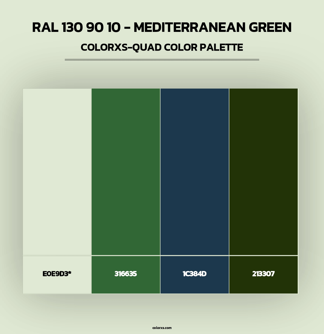 RAL 130 90 10 - Mediterranean Green - Colorxs Quad Palette