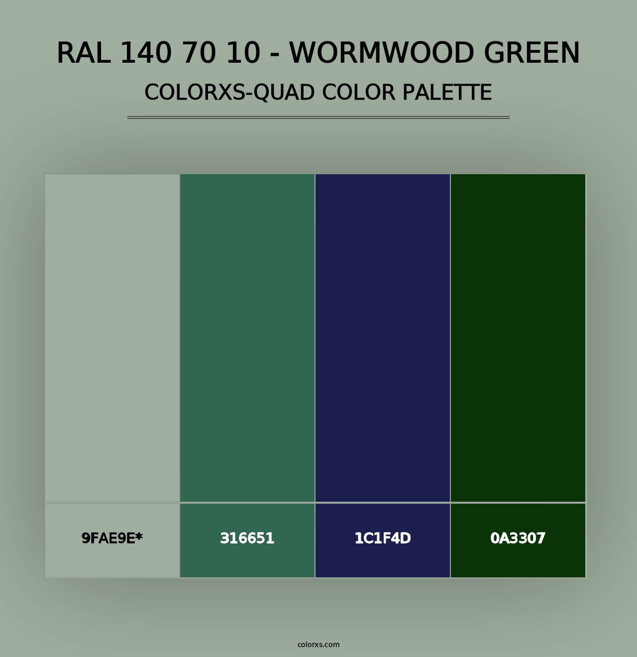 RAL 140 70 10 - Wormwood Green - Colorxs Quad Palette