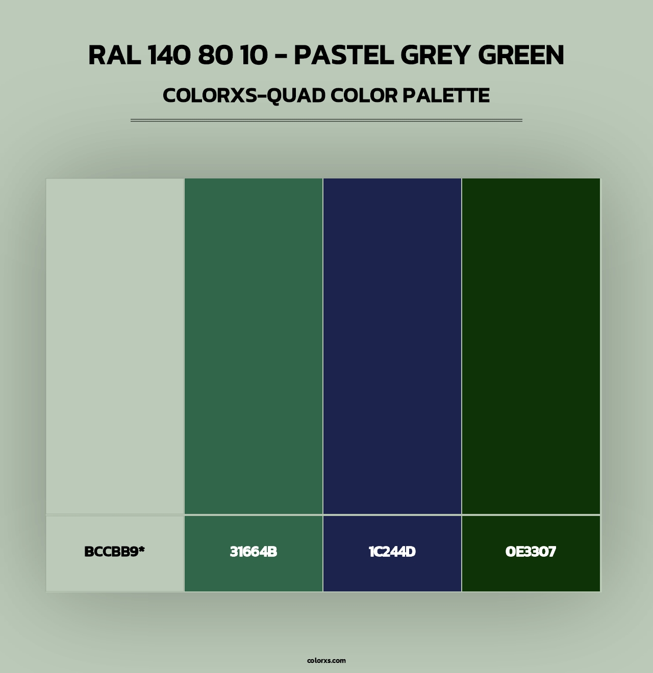 RAL 140 80 10 - Pastel Grey Green - Colorxs Quad Palette