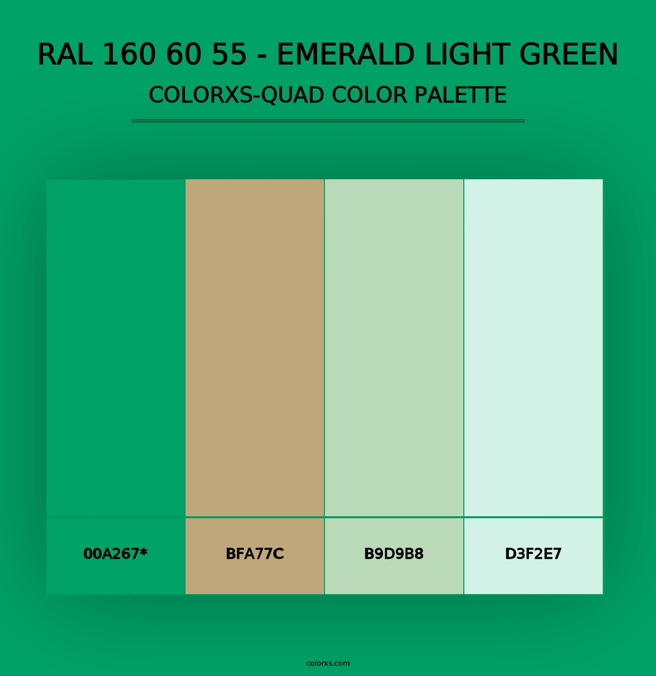 RAL 160 60 55 - Emerald Light Green - Colorxs Quad Palette