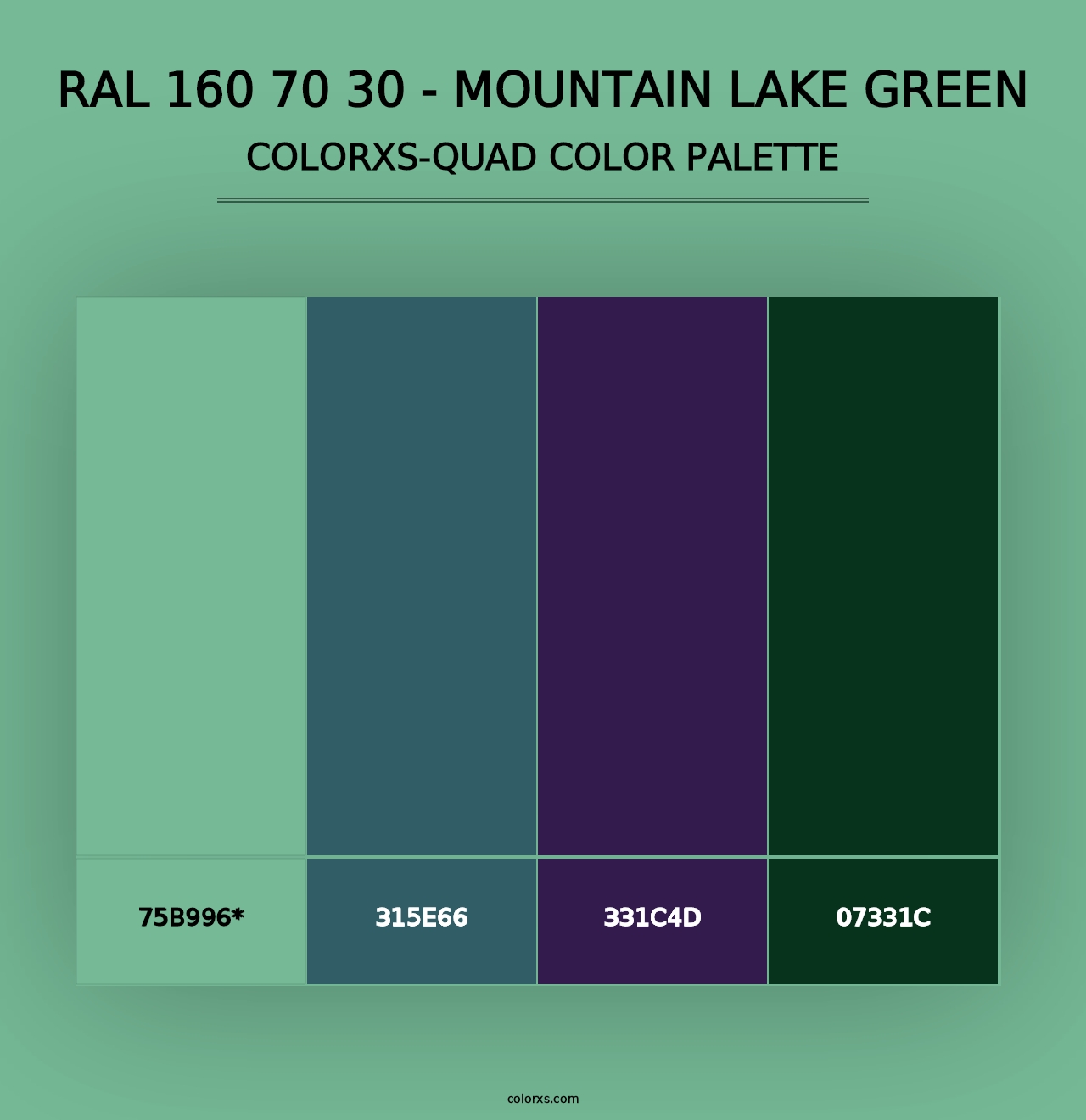 RAL 160 70 30 - Mountain Lake Green - Colorxs Quad Palette