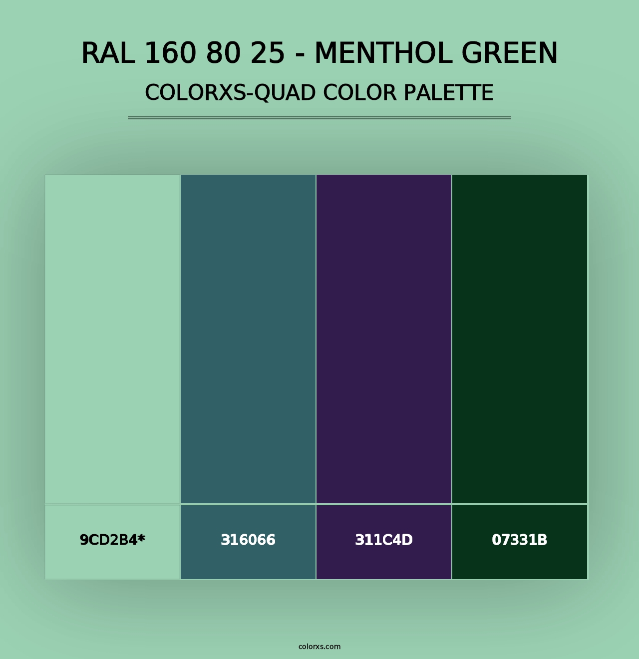 RAL 160 80 25 - Menthol Green - Colorxs Quad Palette