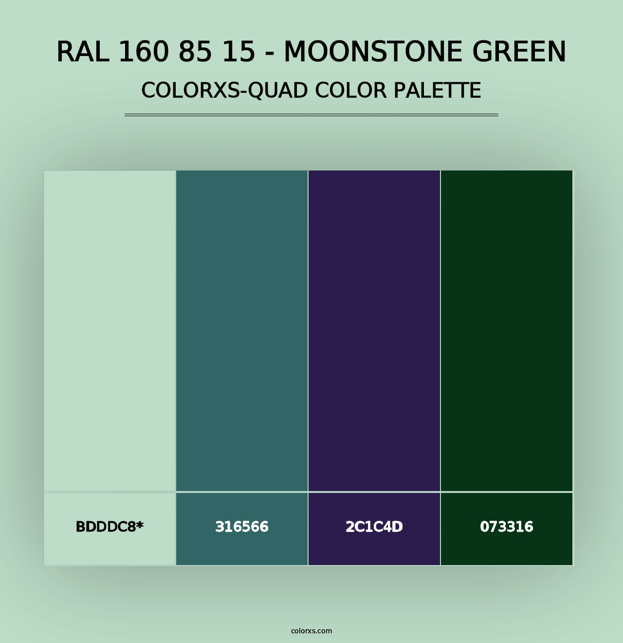 RAL 160 85 15 - Moonstone Green - Colorxs Quad Palette