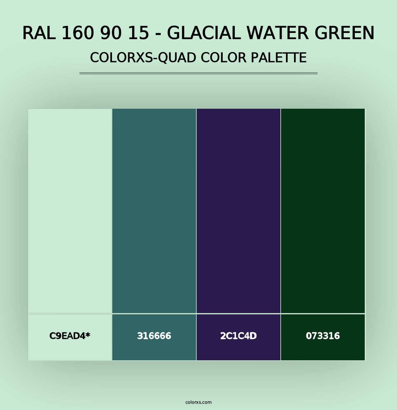 RAL 160 90 15 - Glacial Water Green - Colorxs Quad Palette