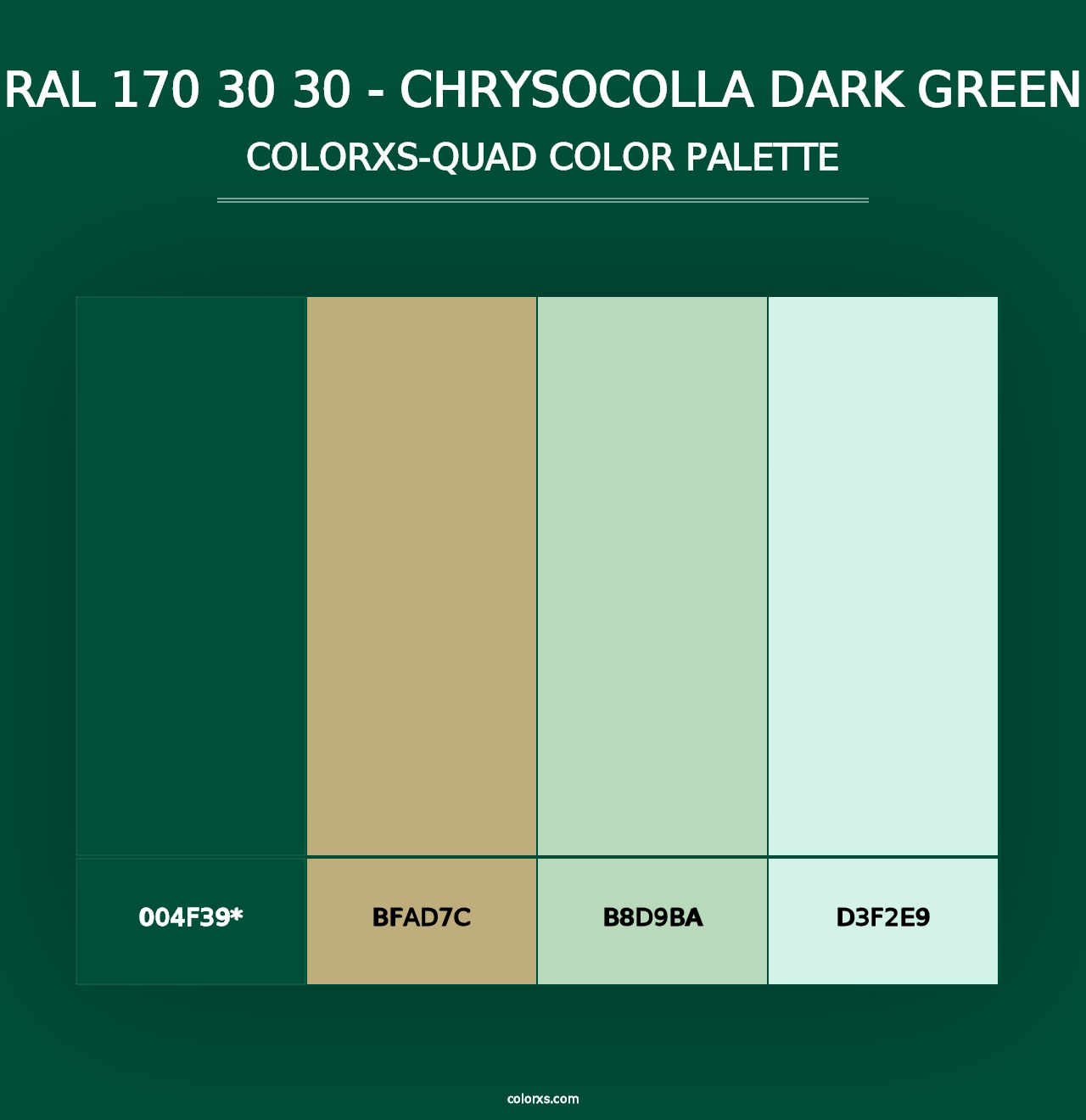 RAL 170 30 30 - Chrysocolla Dark Green - Colorxs Quad Palette