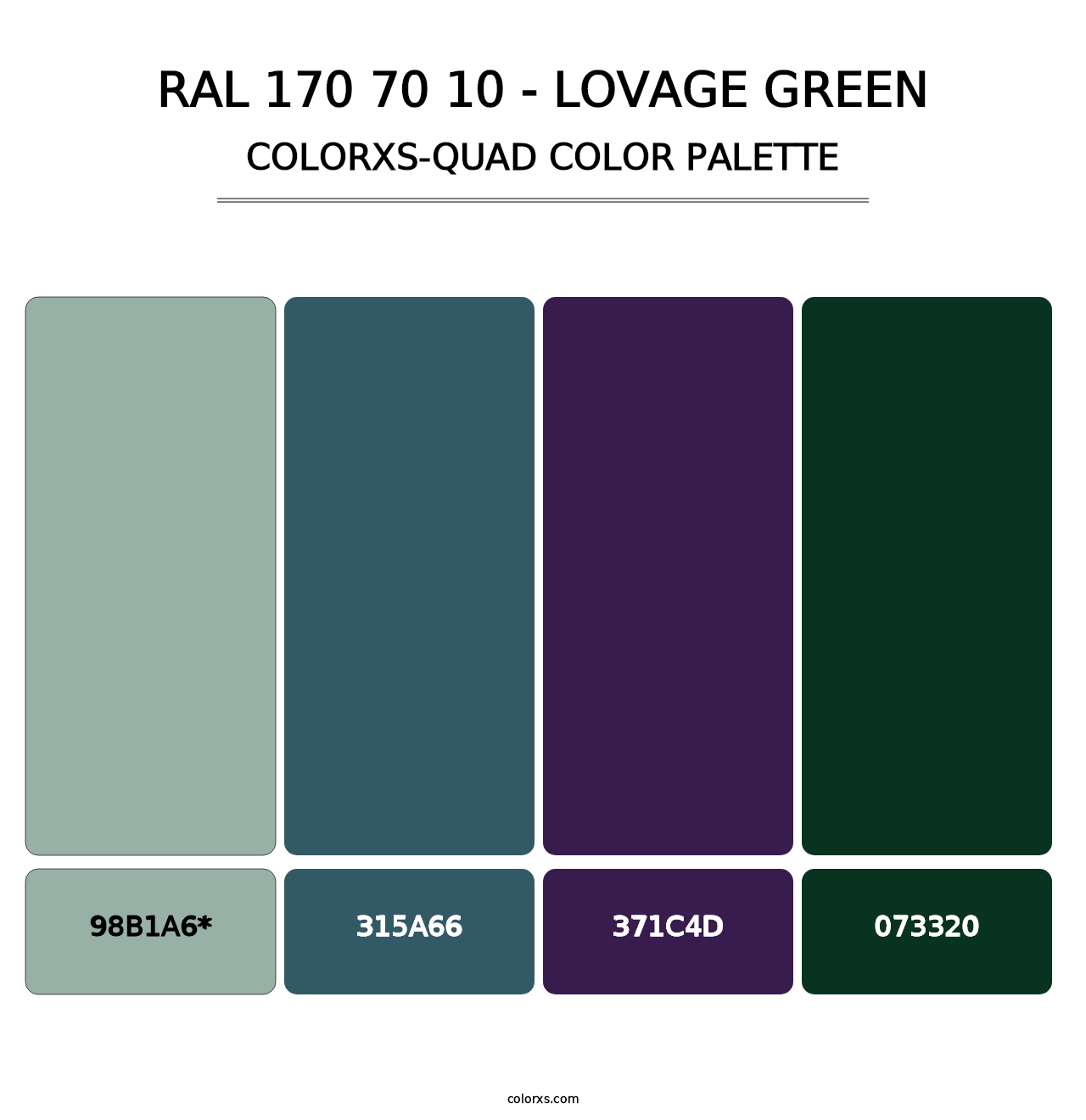 RAL 170 70 10 - Lovage Green - Colorxs Quad Palette