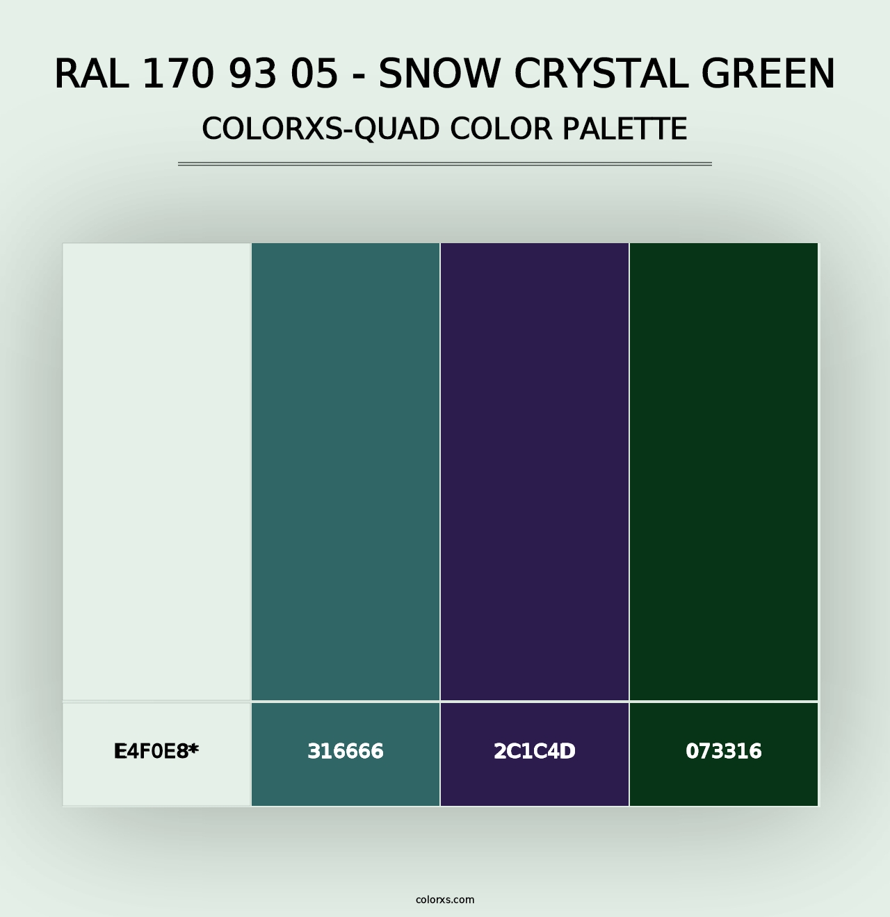 RAL 170 93 05 - Snow Crystal Green - Colorxs Quad Palette